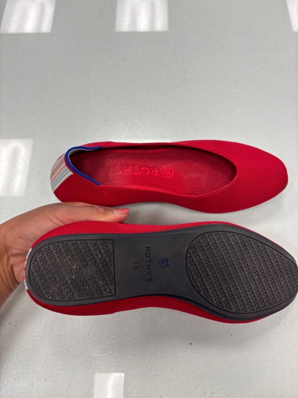 Rothy's Red square Pointed Slip-On Flats 7.5 - Picture 6 of 6